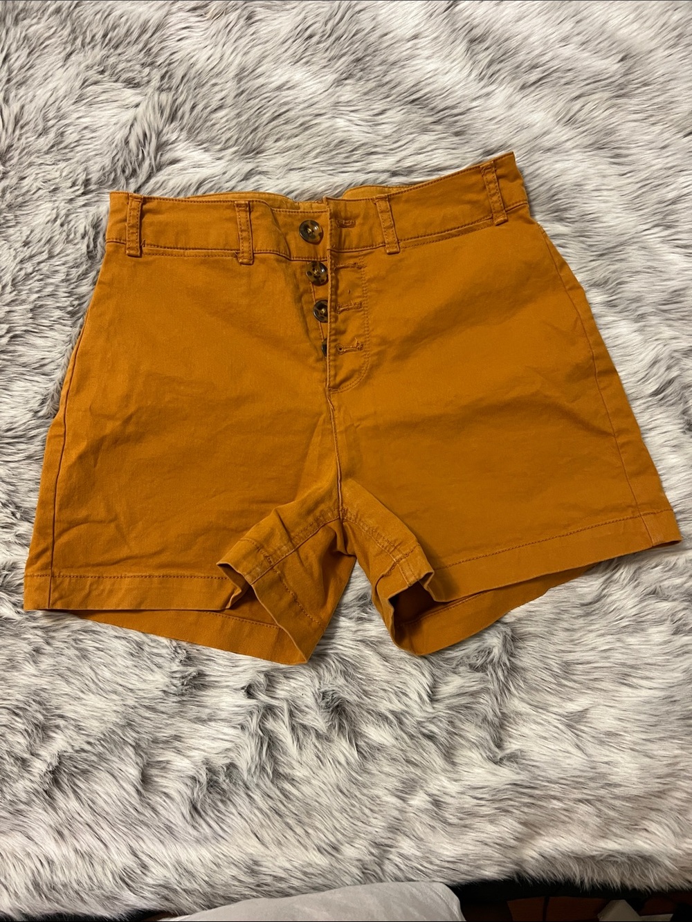 Old Navy High-Waist Button-Front Shorts in Rust